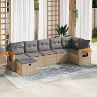 Thumbnail for 7-tlg. Garten-Sofagarnitur mit Kissen Beige Poly Rattan