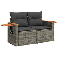Thumbnail for 7-tlg. Garten-Sofagarnitur mit Kissen Grau Poly Rattan