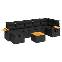 Thumbnail for 8-tlg. Garten-Sofagarnitur mit Kissen Schwarz Poly Rattan