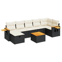 Thumbnail for 8-tlg. Garten-Sofagarnitur mit Kissen Schwarz Poly Rattan