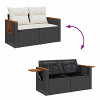 Thumbnail for 8-tlg. Garten-Sofagarnitur mit Kissen Schwarz Poly Rattan
