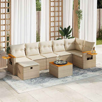 Thumbnail for 8-tlg. Garten-Sofagarnitur mit Kissen Beige Poly Rattan