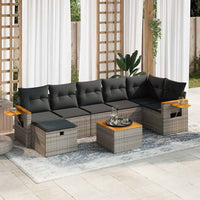 Thumbnail for 8-tlg. Garten-Sofagarnitur mit Kissen Grau Poly Rattan