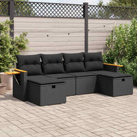 Thumbnail for 6-tlg. Garten-Sofagarnitur mit Kissen Schwarz Poly Rattan