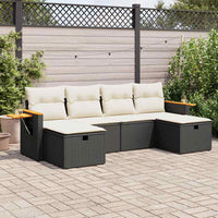 Thumbnail for 6-tlg. Garten-Sofagarnitur mit Kissen Schwarz Poly Rattan