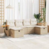 Thumbnail for 6-tlg. Garten-Sofagarnitur mit Kissen Beige Poly Rattan