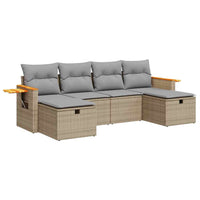 Thumbnail for 6-tlg. Garten-Sofagarnitur mit Kissen Beige Poly Rattan