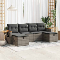 Thumbnail for 6-tlg. Garten-Sofagarnitur mit Kissen Grau Poly Rattan