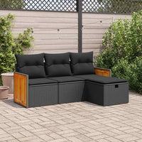 Thumbnail for 4-tlg. Garten-Sofagarnitur mit Kissen Schwarz Poly Rattan