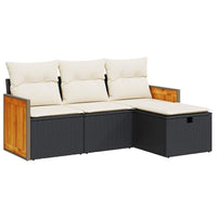 Thumbnail for 4-tlg. Garten-Sofagarnitur mit Kissen Schwarz Poly Rattan