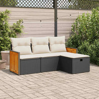 Thumbnail for 4-tlg. Garten-Sofagarnitur mit Kissen Schwarz Poly Rattan