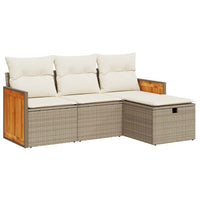 Thumbnail for 4-tlg. Garten-Sofagarnitur mit Kissen Beige Poly Rattan