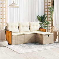 Thumbnail for 4-tlg. Garten-Sofagarnitur mit Kissen Beige Poly Rattan
