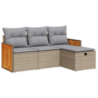 Thumbnail for 4-tlg. Garten-Sofagarnitur mit Kissen Beige Poly Rattan