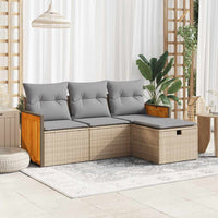 Thumbnail for 4-tlg. Garten-Sofagarnitur mit Kissen Beige Poly Rattan