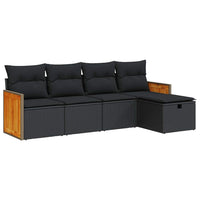 Thumbnail for 5-tlg. Garten-Sofagarnitur mit Kissen Schwarz Poly Rattan