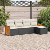 Thumbnail for 5-tlg. Garten-Sofagarnitur mit Kissen Schwarz Poly Rattan