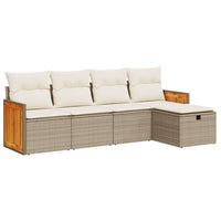 Thumbnail for 5-tlg. Garten-Sofagarnitur mit Kissen Beige Poly Rattan