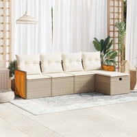 Thumbnail for 5-tlg. Garten-Sofagarnitur mit Kissen Beige Poly Rattan