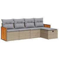 Thumbnail for 5-tlg. Garten-Sofagarnitur mit Kissen Beige Poly Rattan