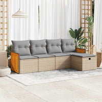 Thumbnail for 5-tlg. Garten-Sofagarnitur mit Kissen Beige Poly Rattan