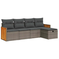 Thumbnail for 5-tlg. Garten-Sofagarnitur mit Kissen Grau Poly Rattan