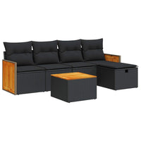 Thumbnail for 6-tlg. Garten-Sofagarnitur mit Kissen Schwarz Poly Rattan
