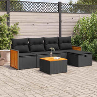Thumbnail for 6-tlg. Garten-Sofagarnitur mit Kissen Schwarz Poly Rattan