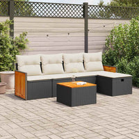 Thumbnail for 6-tlg. Garten-Sofagarnitur mit Kissen Schwarz Poly Rattan