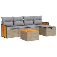 Thumbnail for 6-tlg. Garten-Sofagarnitur mit Kissen Beige Poly Rattan
