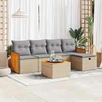 Thumbnail for 6-tlg. Garten-Sofagarnitur mit Kissen Beige Poly Rattan
