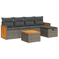 Thumbnail for 6-tlg. Garten-Sofagarnitur mit Kissen Grau Poly Rattan