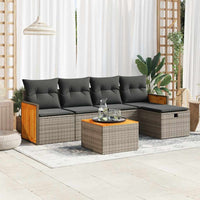 Thumbnail for 6-tlg. Garten-Sofagarnitur mit Kissen Grau Poly Rattan