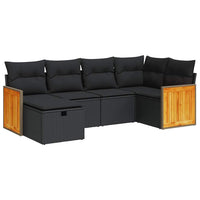 Thumbnail for 6-tlg. Garten-Sofagarnitur mit Kissen Schwarz Poly Rattan