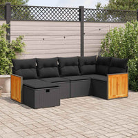 Thumbnail for 6-tlg. Garten-Sofagarnitur mit Kissen Schwarz Poly Rattan
