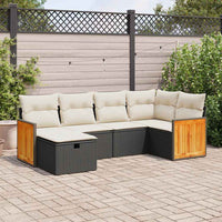 Thumbnail for 6-tlg. Garten-Sofagarnitur mit Kissen Schwarz Poly Rattan