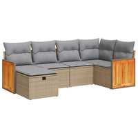 Thumbnail for 6-tlg. Garten-Sofagarnitur mit Kissen Beige Poly Rattan