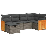 Thumbnail for 6-tlg. Garten-Sofagarnitur mit Kissen Grau Poly Rattan