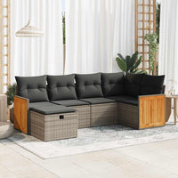 Thumbnail for 6-tlg. Garten-Sofagarnitur mit Kissen Grau Poly Rattan