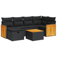 Thumbnail for 7-tlg. Garten-Sofagarnitur mit Kissen Schwarz Poly Rattan