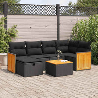 Thumbnail for 7-tlg. Garten-Sofagarnitur mit Kissen Schwarz Poly Rattan