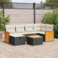 Thumbnail for 7-tlg. Garten-Sofagarnitur mit Kissen Schwarz Poly Rattan