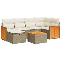 Thumbnail for 7-tlg. Garten-Sofagarnitur mit Kissen Beige Poly Rattan
