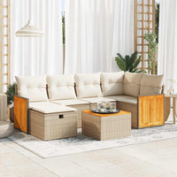 Thumbnail for 7-tlg. Garten-Sofagarnitur mit Kissen Beige Poly Rattan