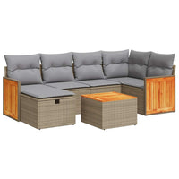 Thumbnail for 7-tlg. Garten-Sofagarnitur mit Kissen Beige Poly Rattan