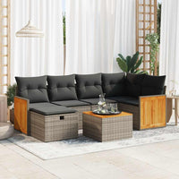 Thumbnail for 7-tlg. Garten-Sofagarnitur mit Kissen Grau Poly Rattan