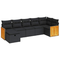 Thumbnail for 7-tlg. Garten-Sofagarnitur mit Kissen Schwarz Poly Rattan