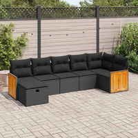 Thumbnail for 7-tlg. Garten-Sofagarnitur mit Kissen Schwarz Poly Rattan