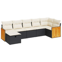 Thumbnail for 7-tlg. Garten-Sofagarnitur mit Kissen Schwarz Poly Rattan