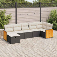 Thumbnail for 7-tlg. Garten-Sofagarnitur mit Kissen Schwarz Poly Rattan